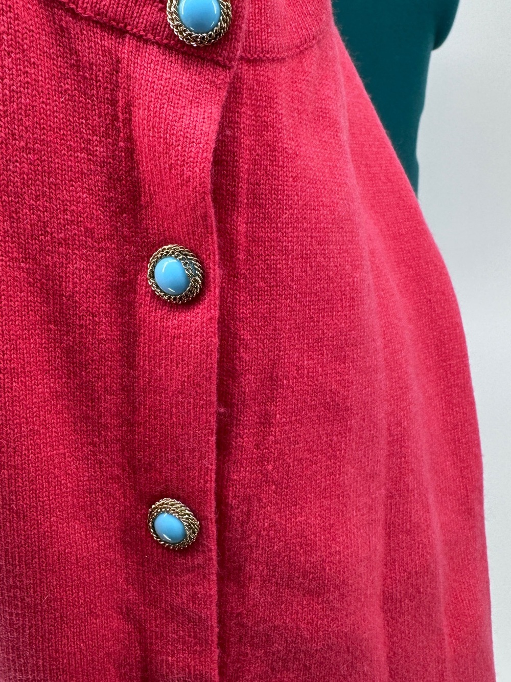 Lilly Pulitzer Hot Pink Cardigan with Turquoise Accent Buttons - Picture 9 of 10